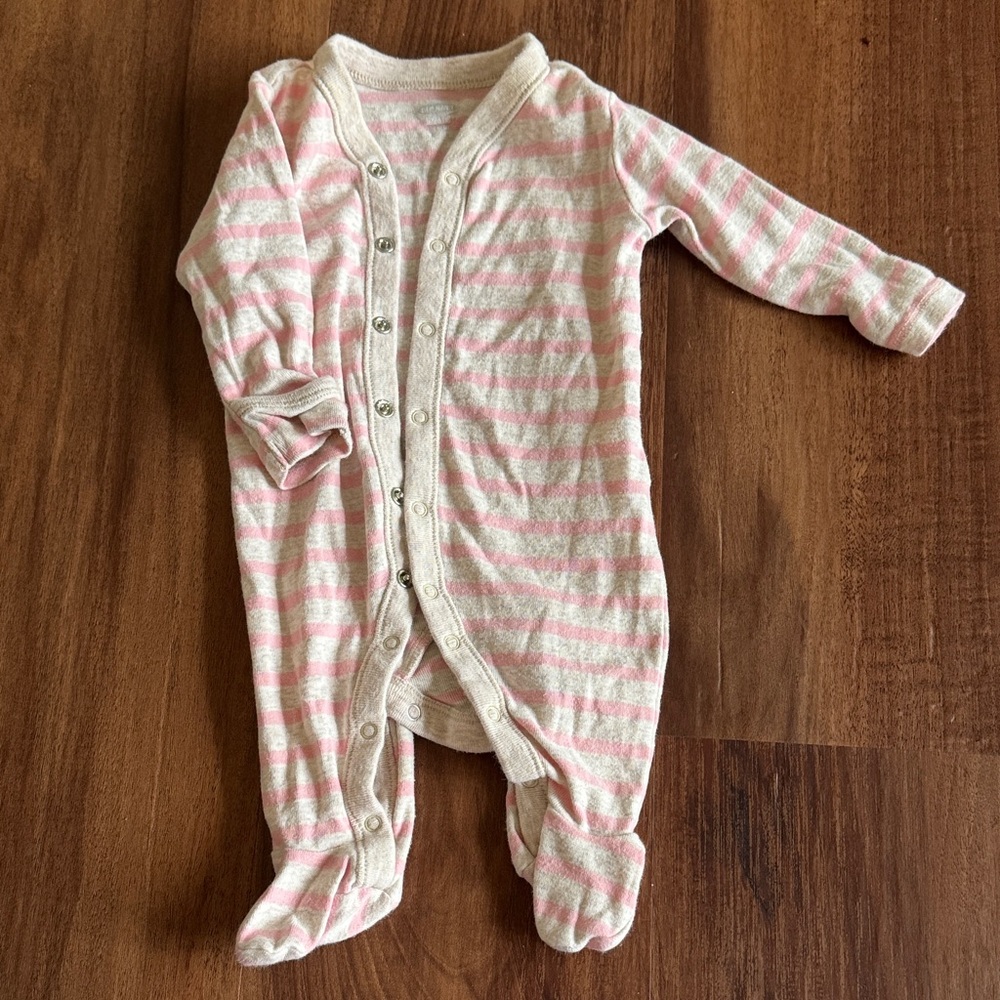 Old Navy Pink and Cream Striped Footie